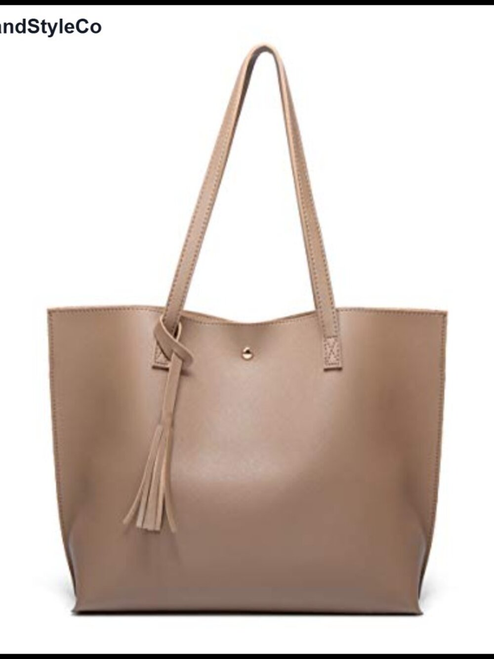 Women's Faux Leather Tote Shoulder Bag with Tassel